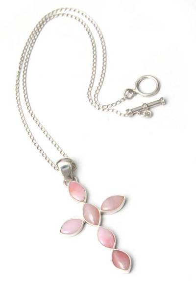 Rose quartz cross necklace