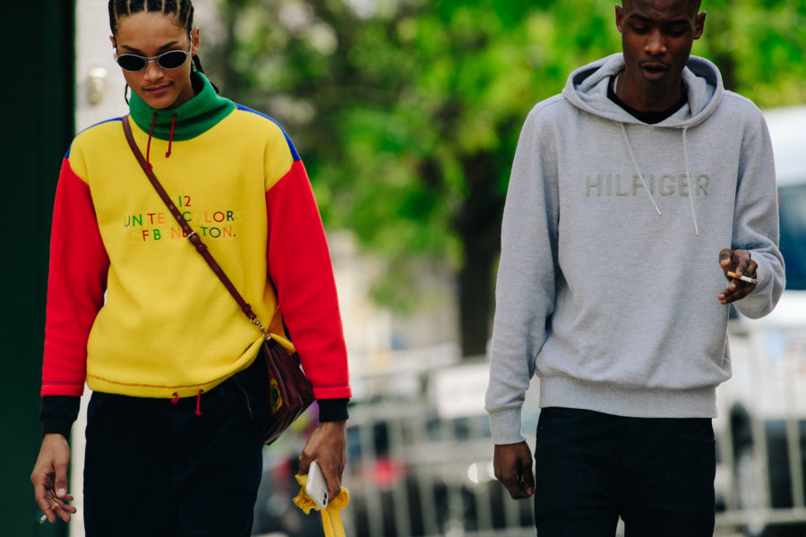 Models wearing hoodies
