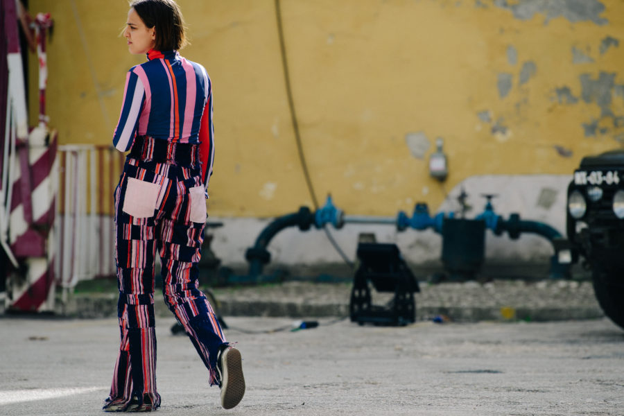 Woman wearing colourful clothing