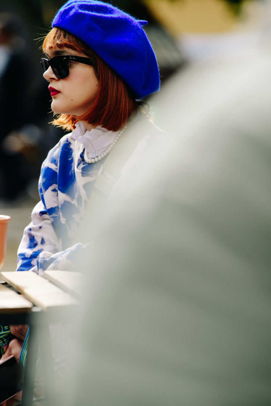 Woman wearing blue beret