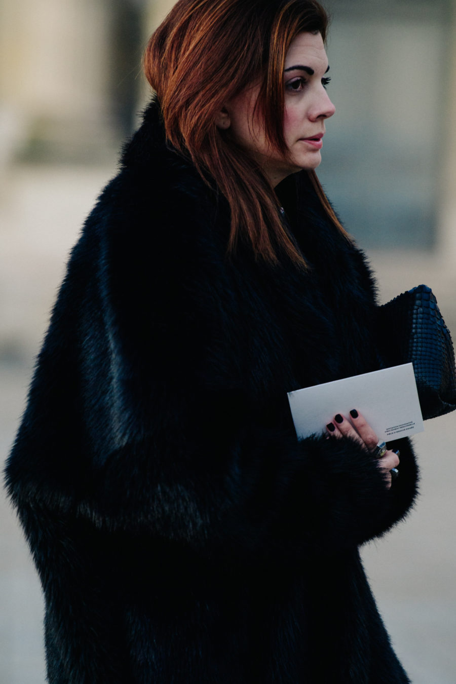 Woman wearing fur coat